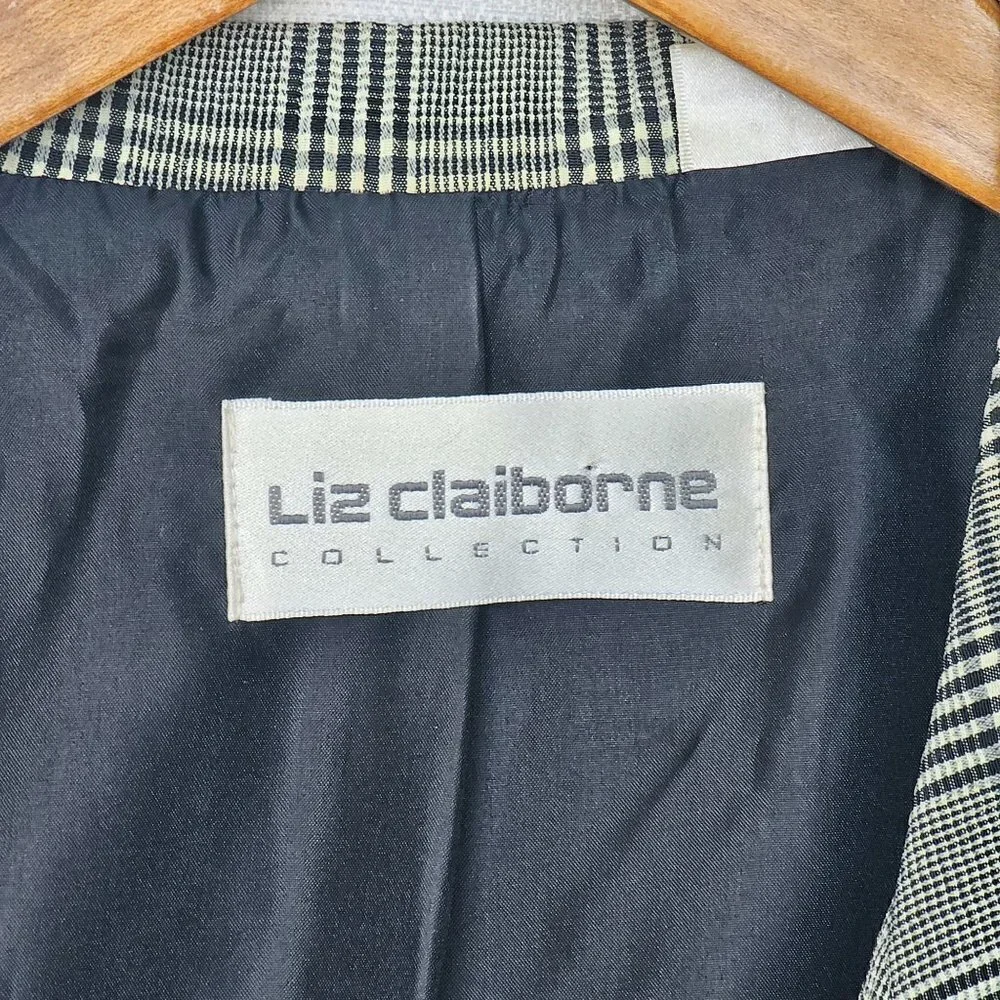 Liz Claiborne Vintage Oversized Classic‎ Doubled Breasted Blazer Plaid Women's 8